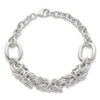 Sterling Silver Polished Fancy Byzantine Center 7.75 inch Bracelet