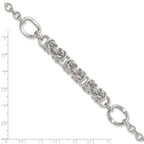 Sterling Silver Polished Fancy Byzantine Center 7.75 inch Bracelet