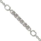 Sterling Silver Polished Fancy Byzantine Center 7.75 inch Bracelet