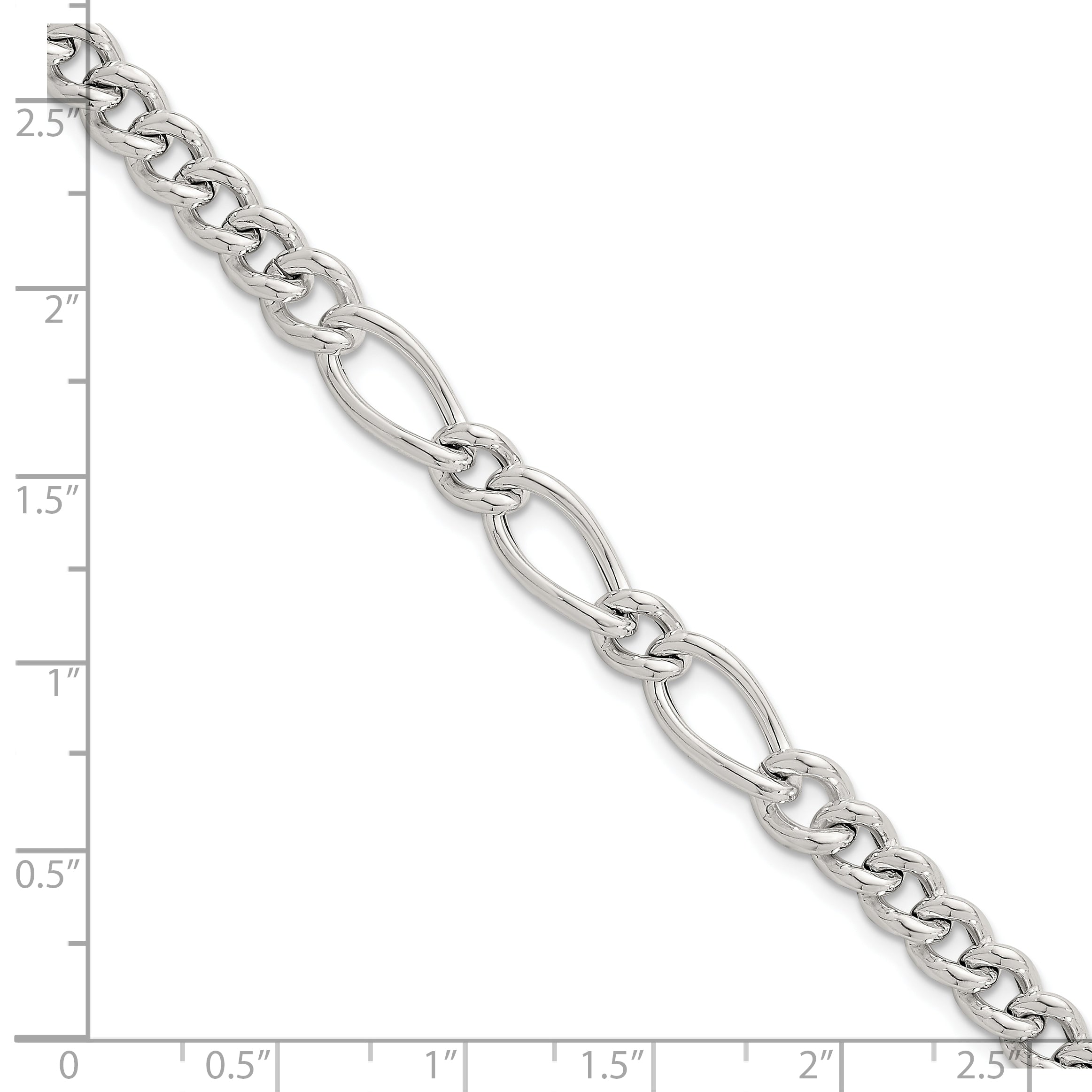 Sterling Silver Polished Mixed Curb Link 6.75 Inch with 1 Inch Extension Bracelet