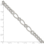 Sterling Silver Polished Mixed Curb Link 6.75 Inch with 1 Inch Extension Bracelet