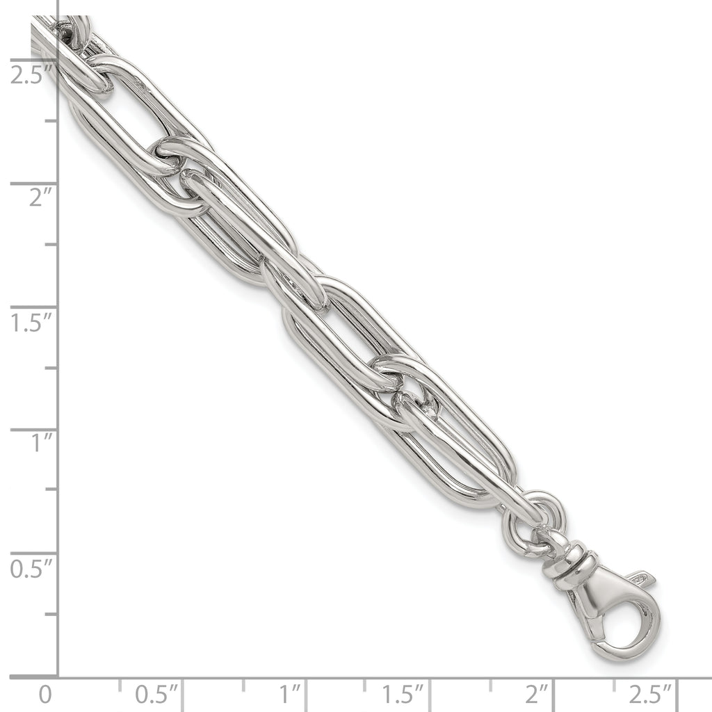 Sterling Silver Polished Oval Double Link 7.5 inch with 1 inch Extender Bracelet