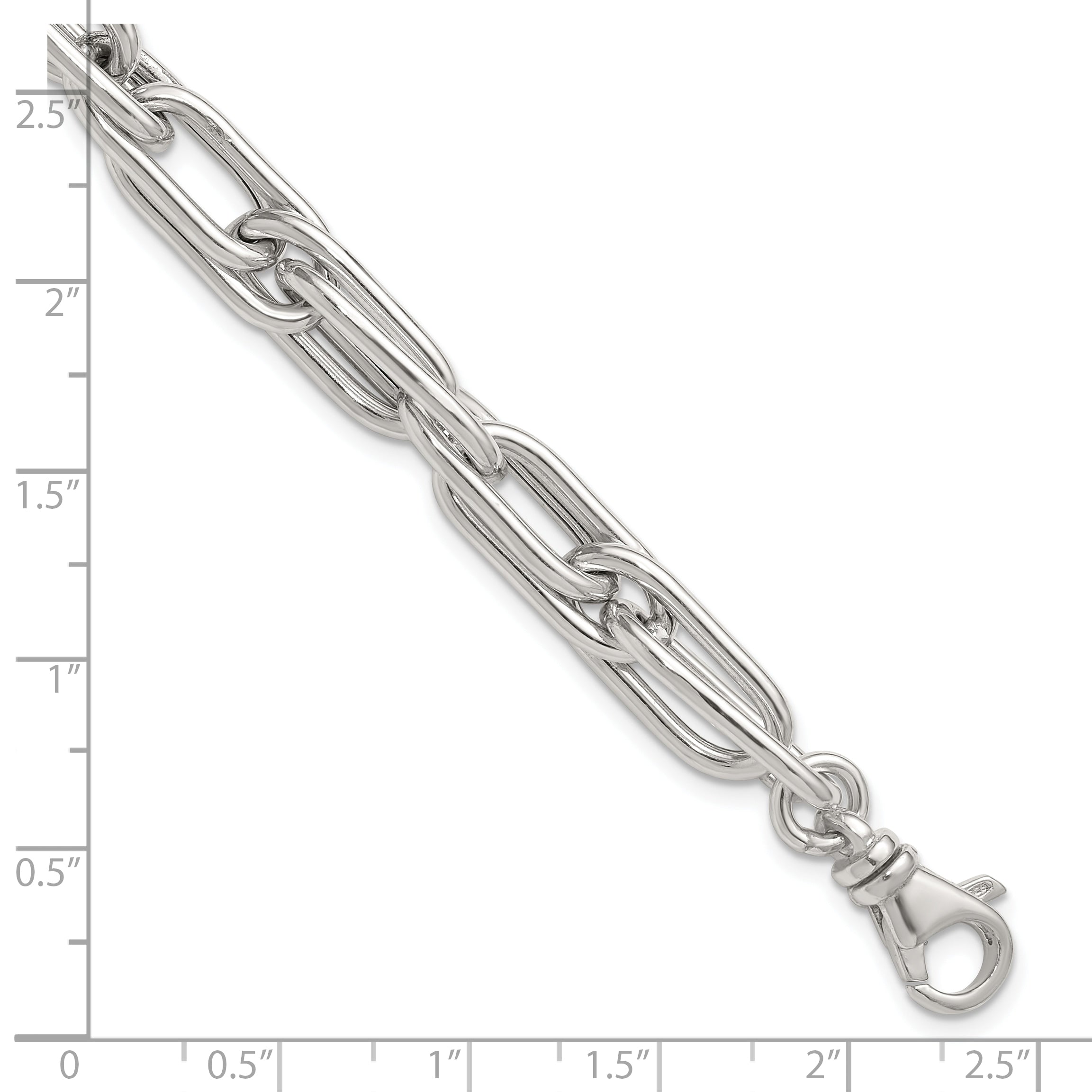 Sterling Silver Polished Oval Double Link 7.5 inch with 1 inch Extender Bracelet