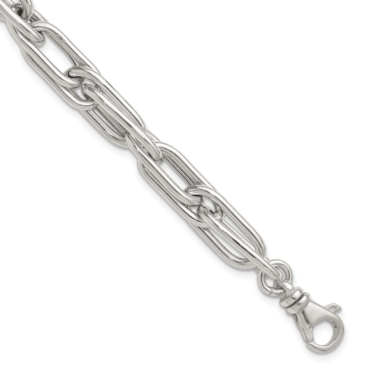 Oval Double Link Bracelet in Sterling Silver, 8.4mm, 7.5 Inch - Sophia Jewelers Main image