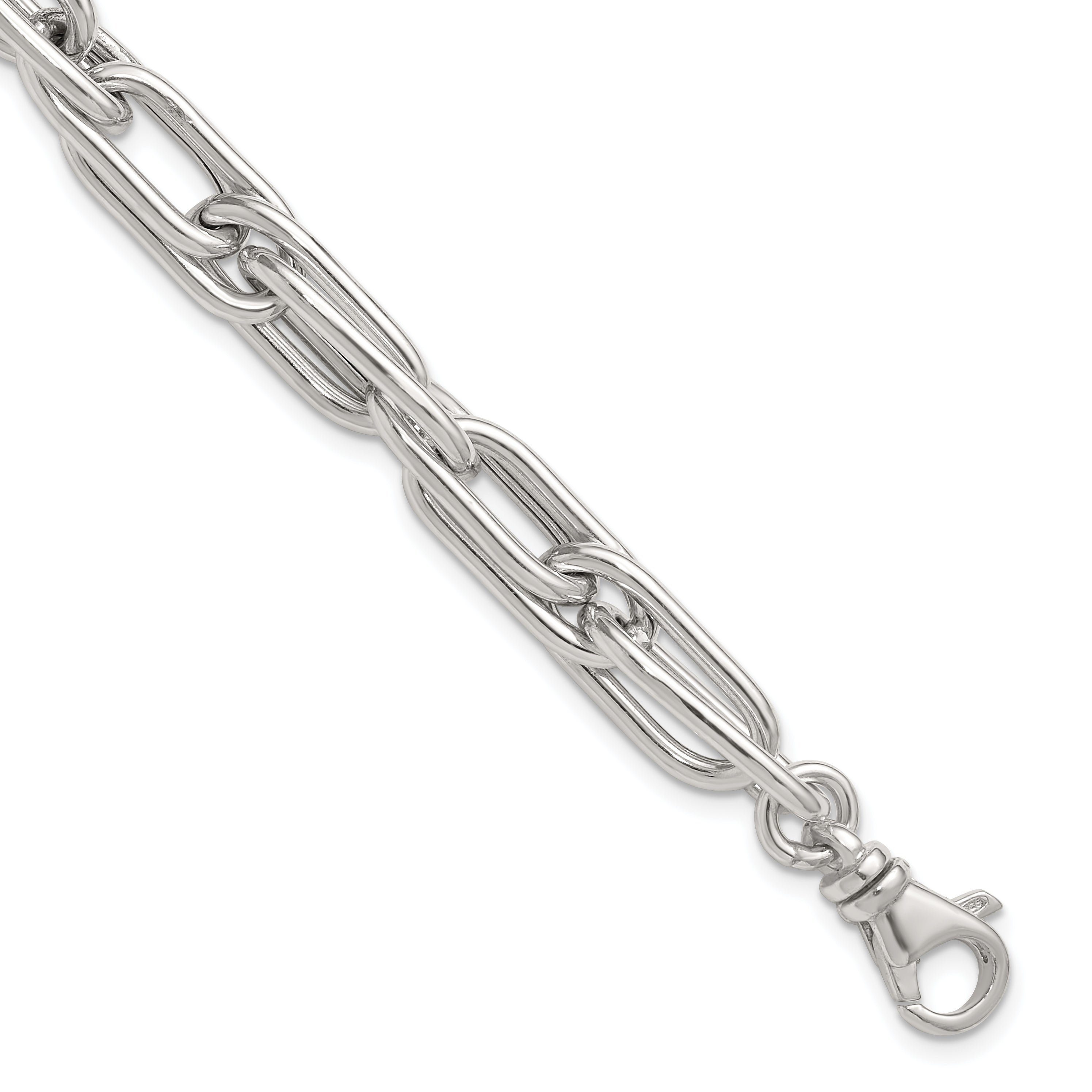Sterling Silver Polished Oval Double Link 7.5 inch with 1 inch Extender Bracelet Main image