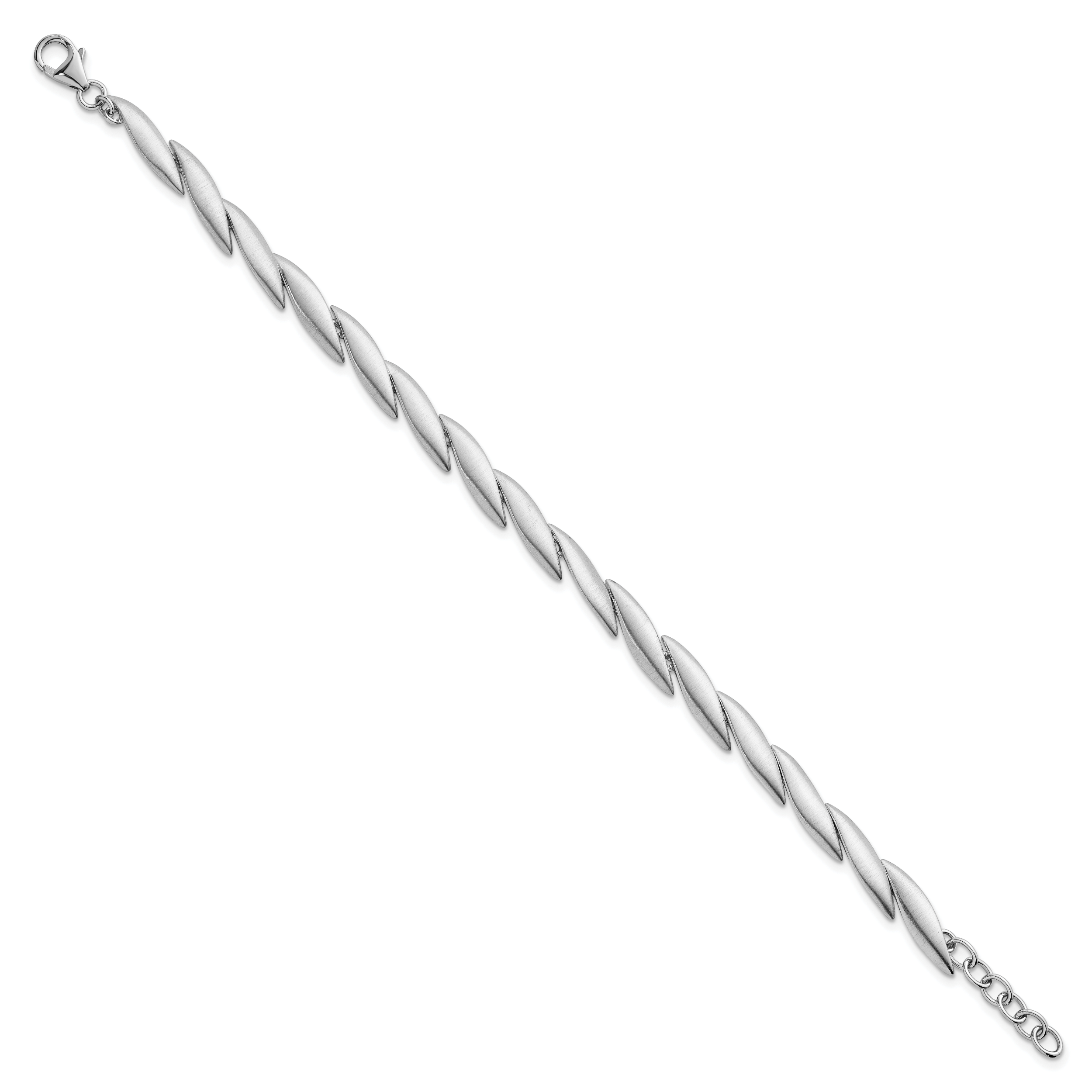 Sterling Silver Rhodium-plated Brushed Fancy 7 inch with 0.5 inch Extension Bracelet Secondary image