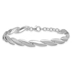 Sterling Silver Rhodium-plated Brushed Fancy 7 inch with 0.5 inch Extension Bracelet