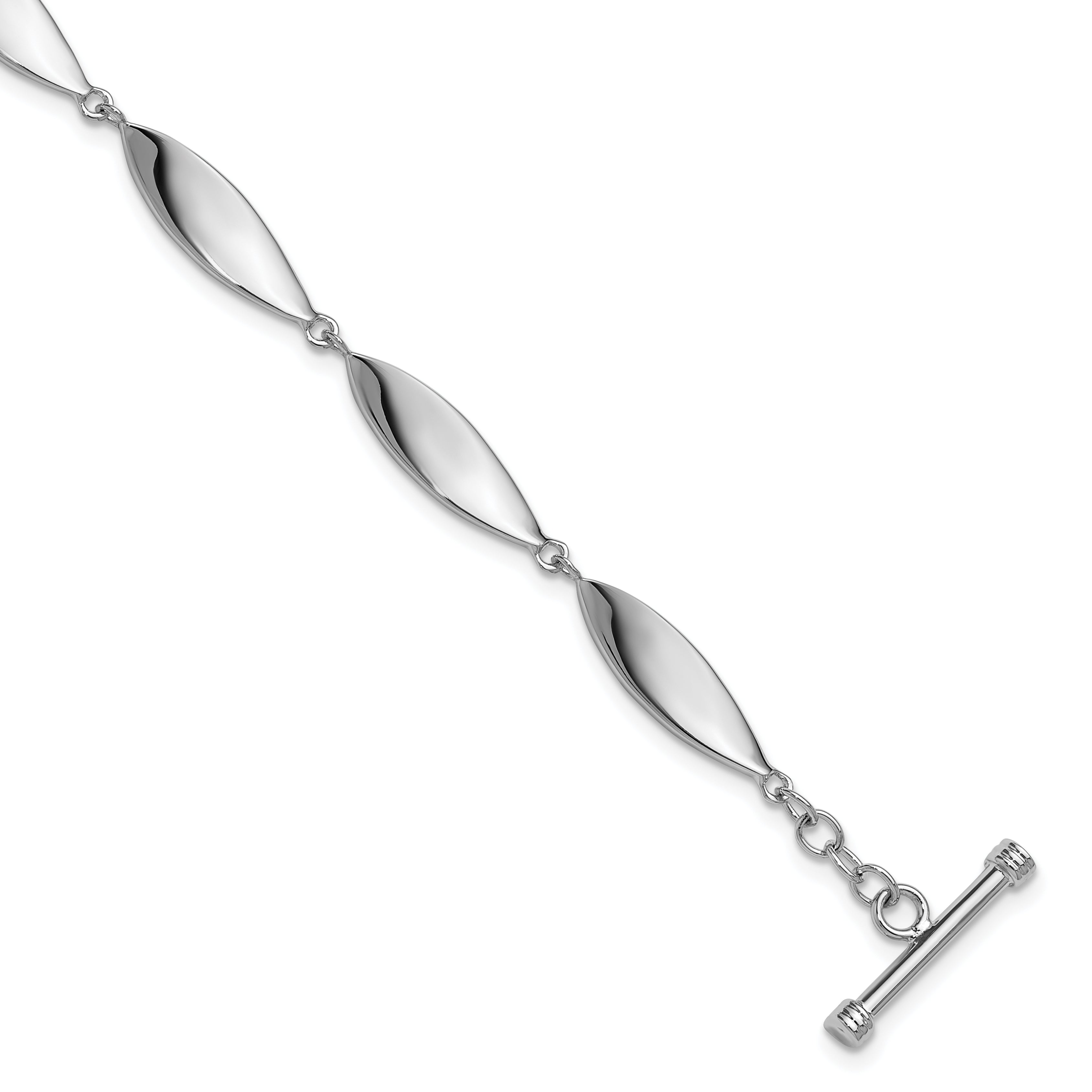 Sterling Silver Rhodium-plated Polished Twisted Ovals 7.5 inch Toggle Bracelet Main image