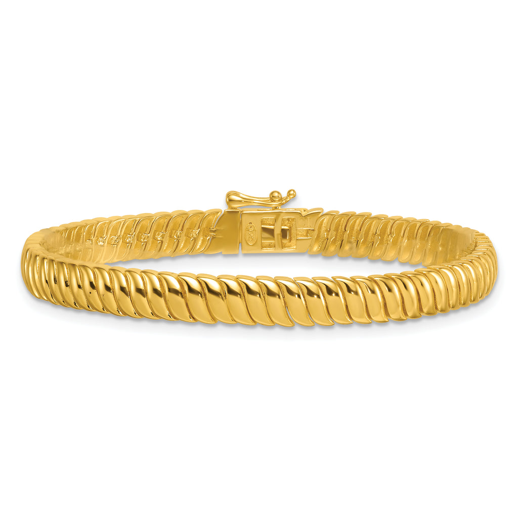 Sterling Silver Gold-Tone Polished Fancy 5.8mm S-Link 7 Inch Bracelet