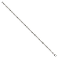 Sterling Silver Polished and Textured Beaded 7.5 inch 5-Station Bracelet