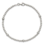 Sterling Silver Polished and Textured Beaded 7.5 inch 5-Station Bracelet