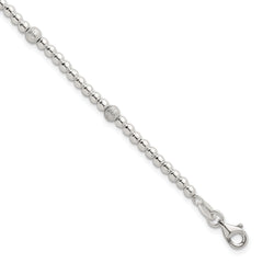 Sterling Silver Polished and Textured Beaded 7.5 inch 5-Station Bracelet