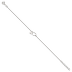 Sterling Silver Polished Double Heart 7 inch with 1 inch Extension Bracelet