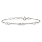 Sterling Silver Polished Infinity 7 inch with 1 inch Extension Bracelet