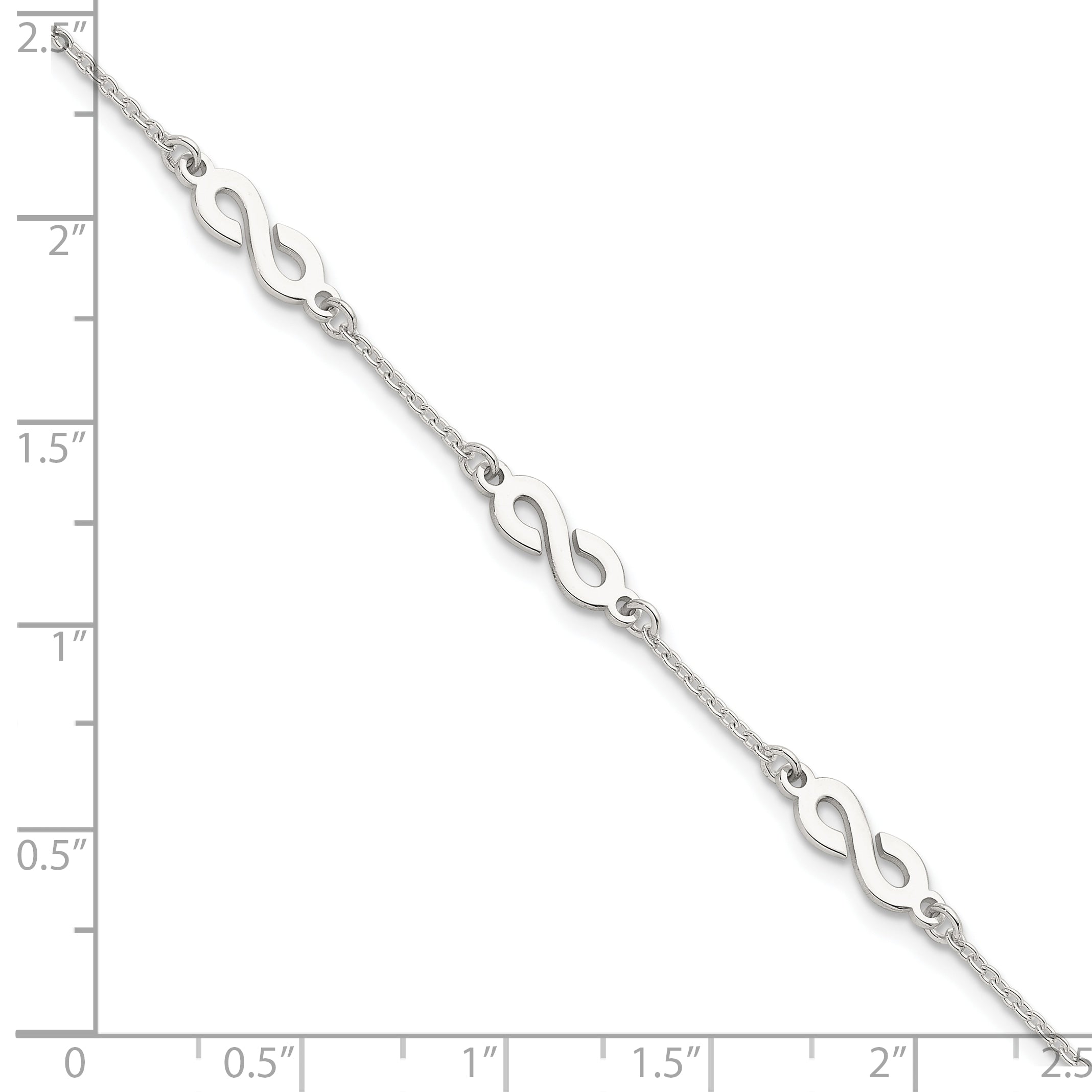 Sterling Silver Polished Infinity 7 inch with 1 inch Extension Bracelet