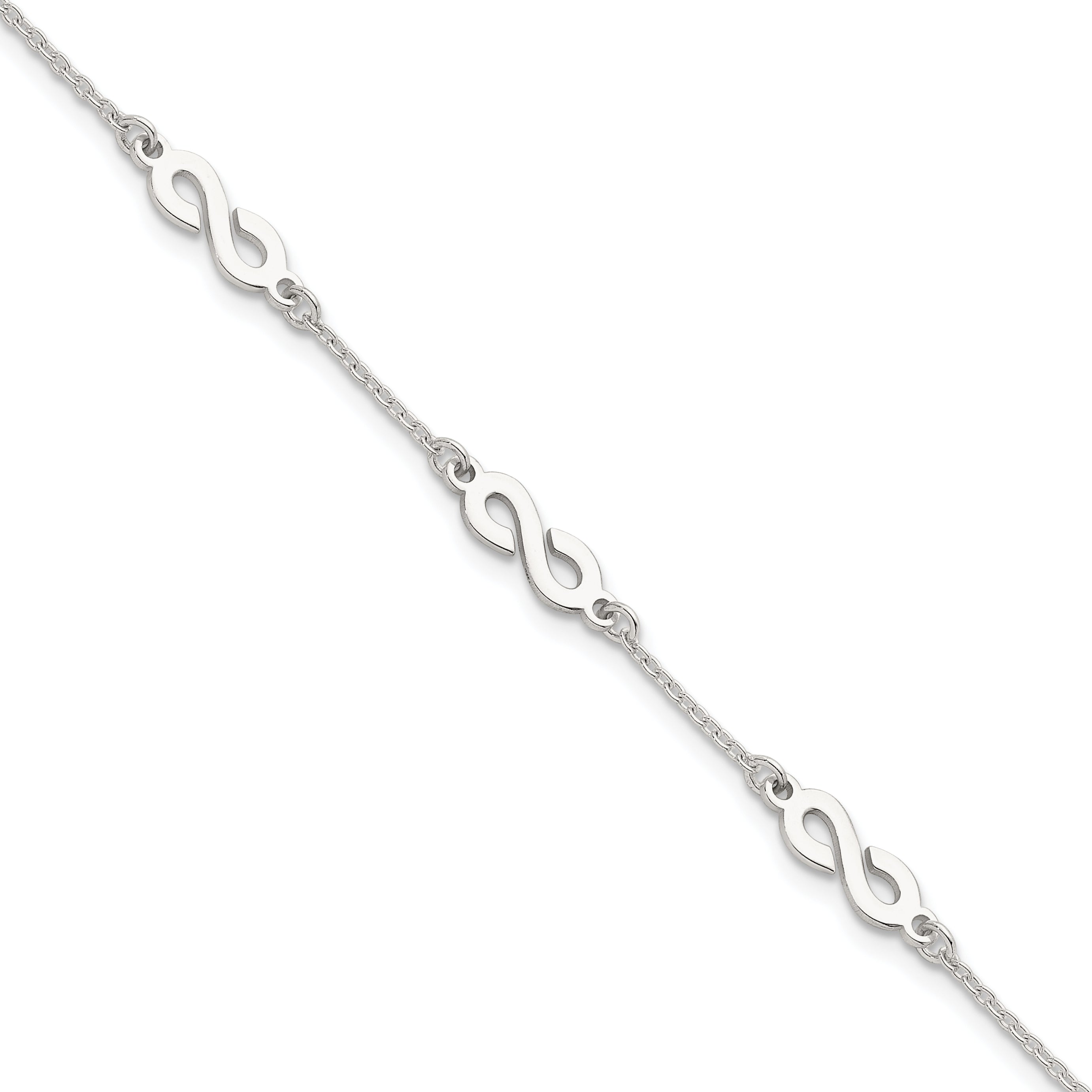 Sterling Silver Polished Infinity 7 inch with 1 inch Extension Bracelet Main image