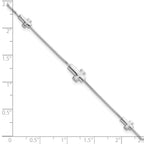 Sterling Silver Rhodium-plated Three Crosses 7 inch with 1 inch Extension Bracelet