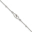 Sterling Silver Polished Beaded Black Enamel Evil Eye 7 inch with 1 inch Extension Bracelet