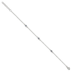 Sterling Silver Polished Blue and White CZ Evil Eye 7 Inch with 1 Inch Extension Bracelet