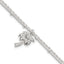 Sterling Silver Polished and Beaded White CZ Palm Tree Dangle Double Strand 7.5 inch Bracelet