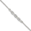 Sterling Silver Polished Pave CZ Cable Link 6.75 Inch with 0.5 Inch Extension Bracelet