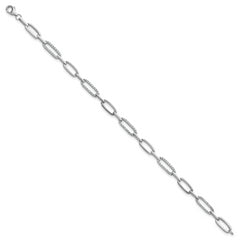 Sterling Silver Rhodium-plated Polished CZ 4.7mm Paperclip Link 7 Inch Bracelet