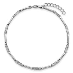 Sterling Silver Rhodium-plated Polished CZ and Paperclip Link 7 Inch with 1 Inch Extension Bracelet