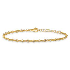 Sterling Silver Gold-tone Polished CZ Station 6.5 Inch with 1 Inch Extension Bracelet