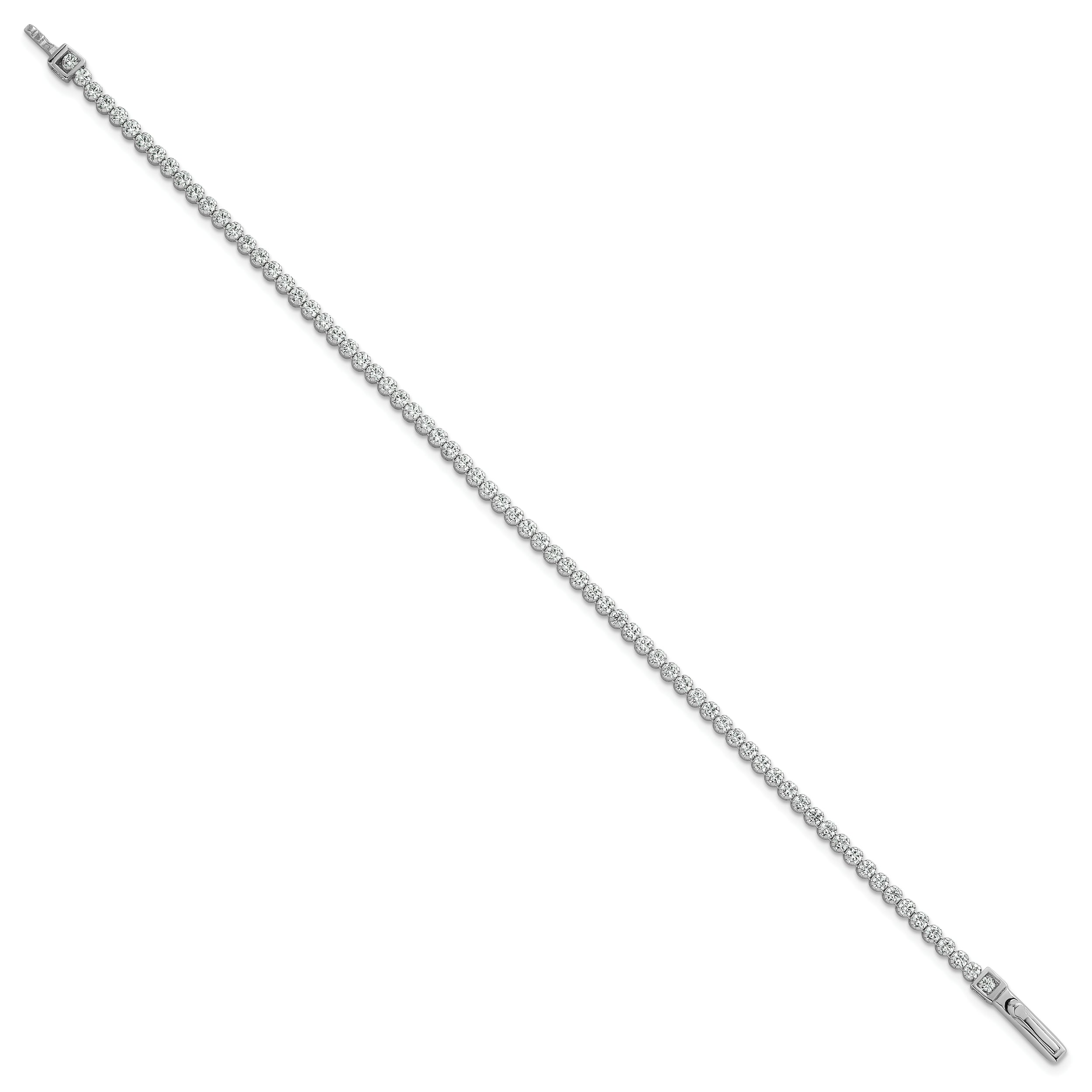 Sterling Silver Rhodium-plated Polished 2.5mm CZ 7.5 inch Tennis Bracelet