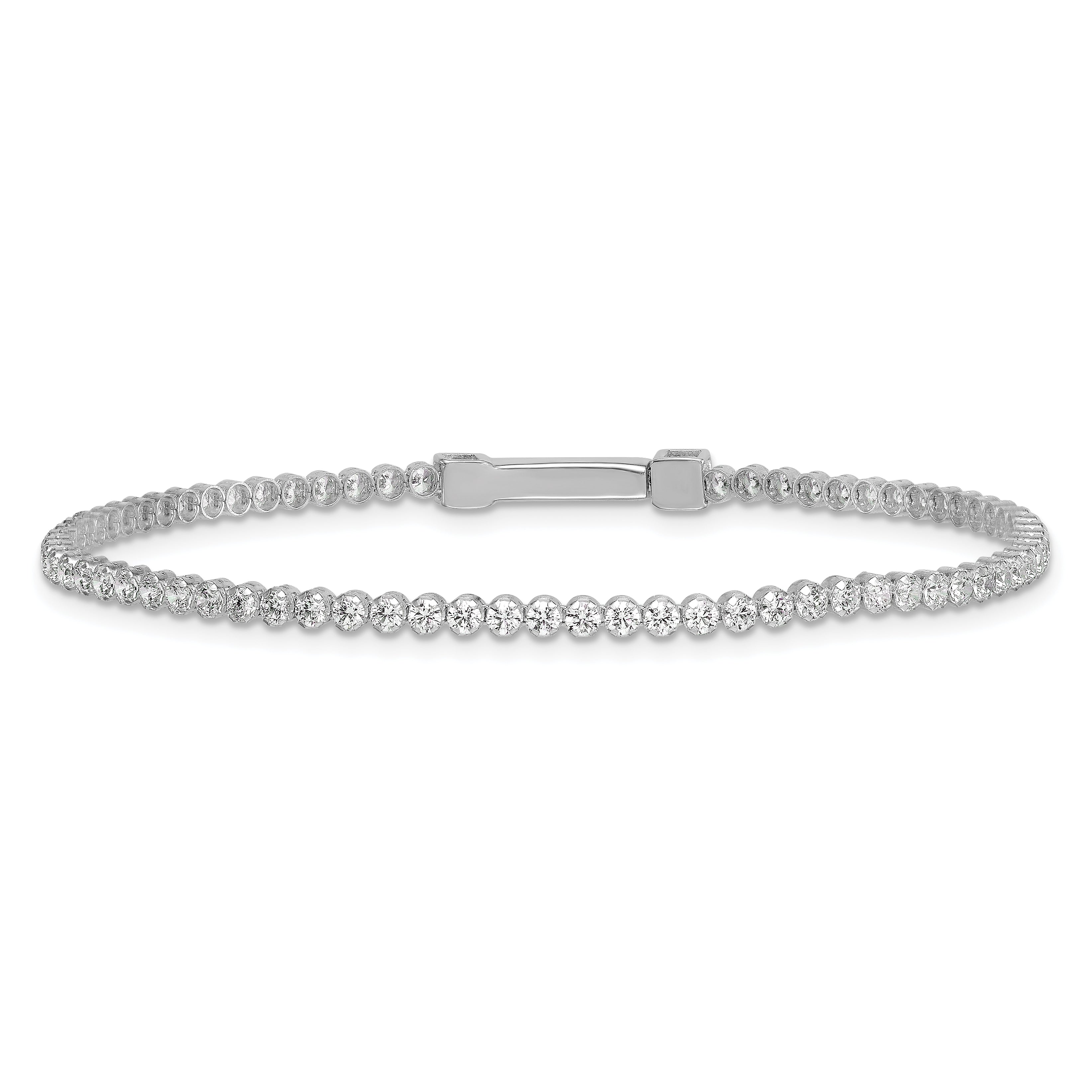 Sterling Silver Rhodium-plated Polished 2.5mm CZ 7.5 inch Tennis Bracelet