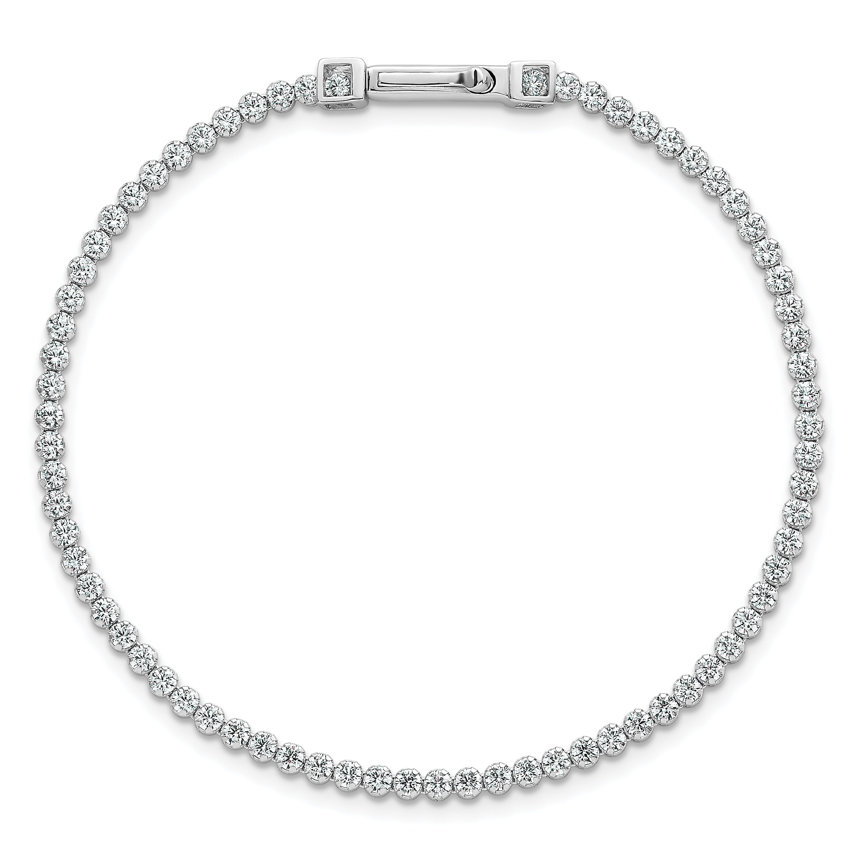 Sterling Silver Rhodium-plated Polished 2.5mm CZ 7.5 inch Tennis Bracelet