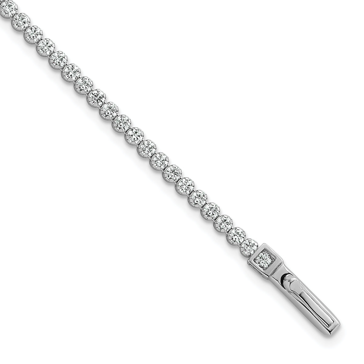 Sterling Silver Rhodium-plated Polished 2.5mm CZ 7.5 inch Tennis Bracelet