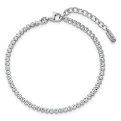Sterling Silver Rhodium-plated Polished 2.5mm CZ 6.25 inch with 1.25 inch Extender Tennis Bracelet