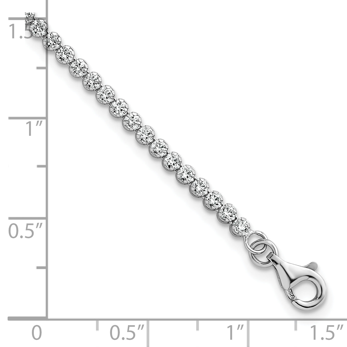 Sterling Silver Rhodium-plated Polished 2.5mm CZ 6.25 inch with 1.25 inch Extender Tennis Bracelet