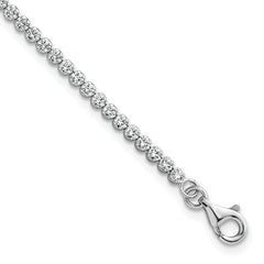 Sterling Silver Rhodium-plated Polished 2.5mm CZ 6.25 inch with 1.25 inch Extender Tennis Bracelet