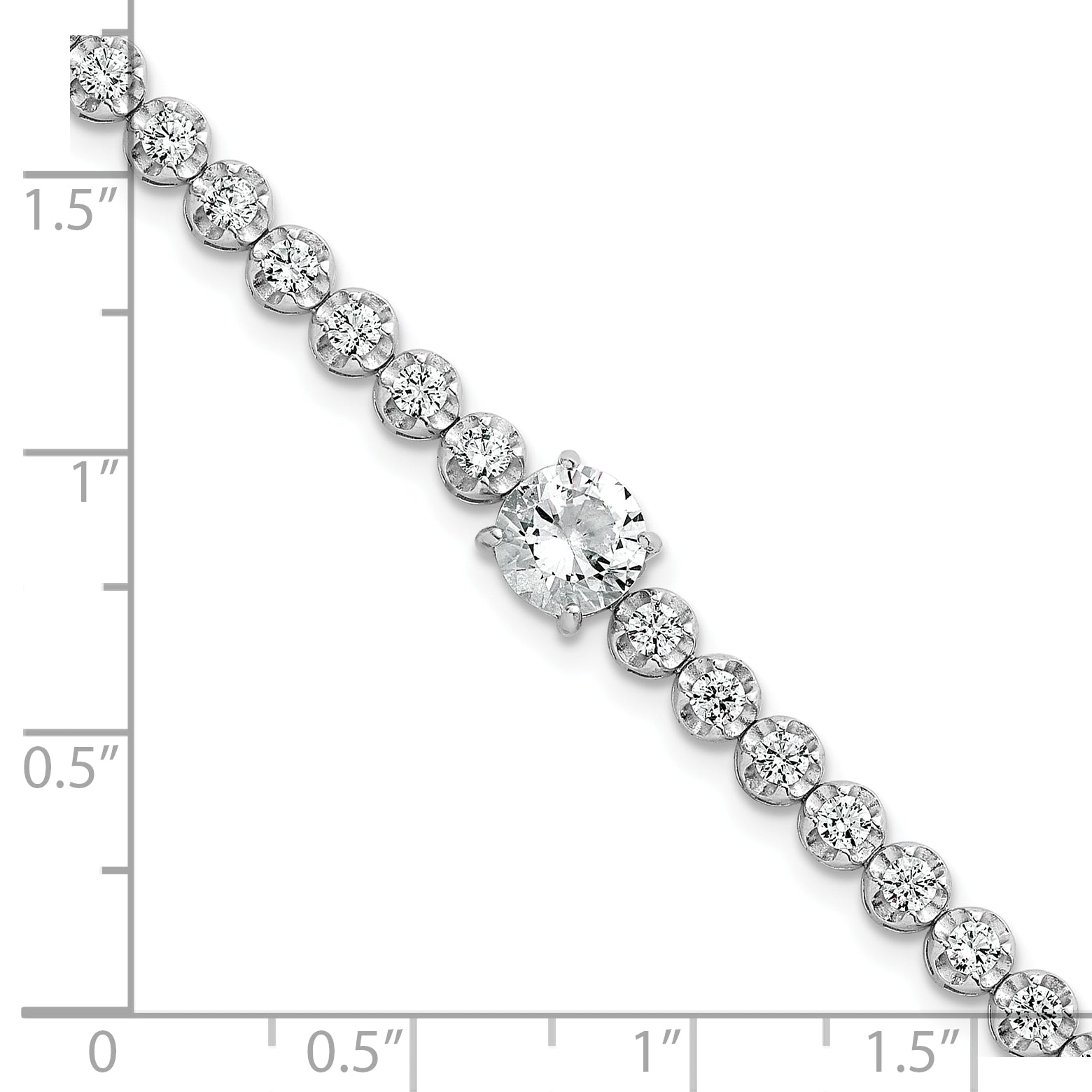 Sterling Silver Rhodium-plated Polished Fancy Round CZ 7.25 Inch Bracelet