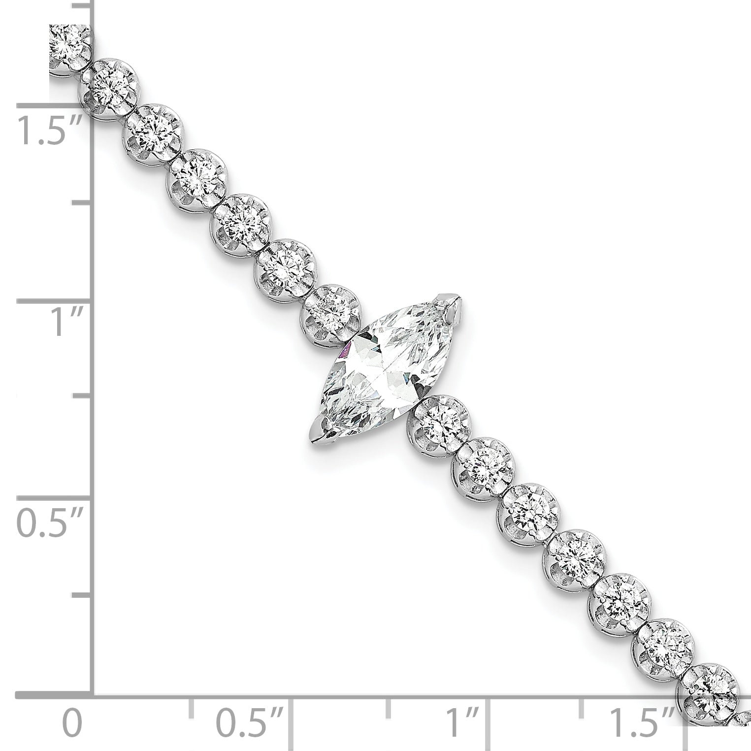 Sterling Silver Rhodium-plated Polished Fancy Round and Marquise-cut CZ 7.25 Inch Bracelet