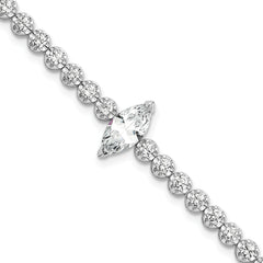Sterling Silver Rhodium-plated Polished Fancy Round and Marquise-cut CZ 7.25 Inch Bracelet