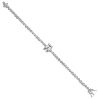 Sterling Silver Rhodium-plated Polished Round and Emerald-cut CZ 7.25 Inch Bracelet