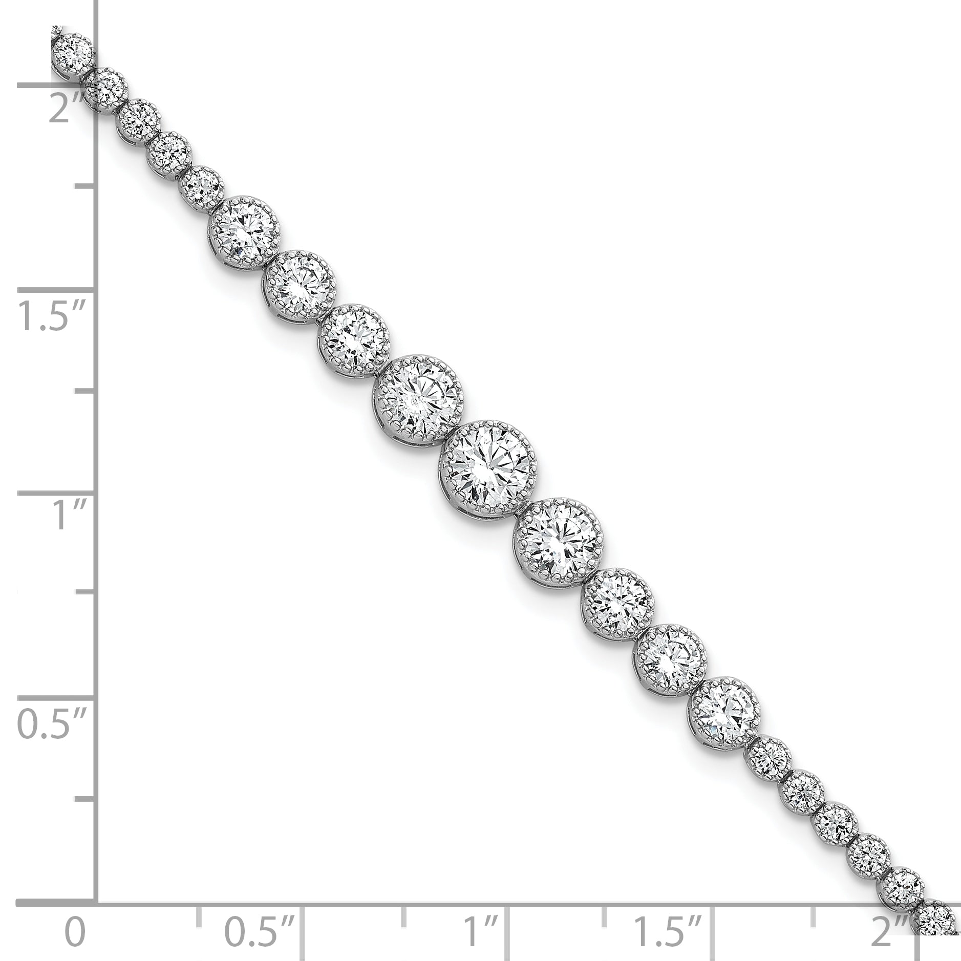 Sterling Silver Rhodium-plated Polished Graduated bezel-set CZ 8 inch Tennis Bracelet