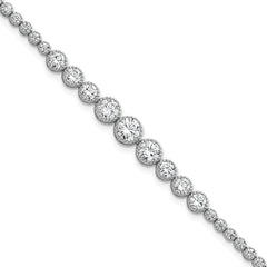 Sterling Silver Rhodium-plated Polished Graduated bezel-set CZ 8 inch Tennis Bracelet