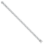 Sterling Silver Rhodium-plated Polished Fancy Princess and Emerald-cut CZ 7.25 Inch Bracelet
