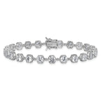 Sterling Silver Rhodium-plated Polished Round CZ in Hexagon Setting 8 Inch Bracelet
