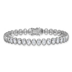 Sterling Silver Rhodium-plated Polished Oval Bezel CZ 7.25 Inch Bracelet