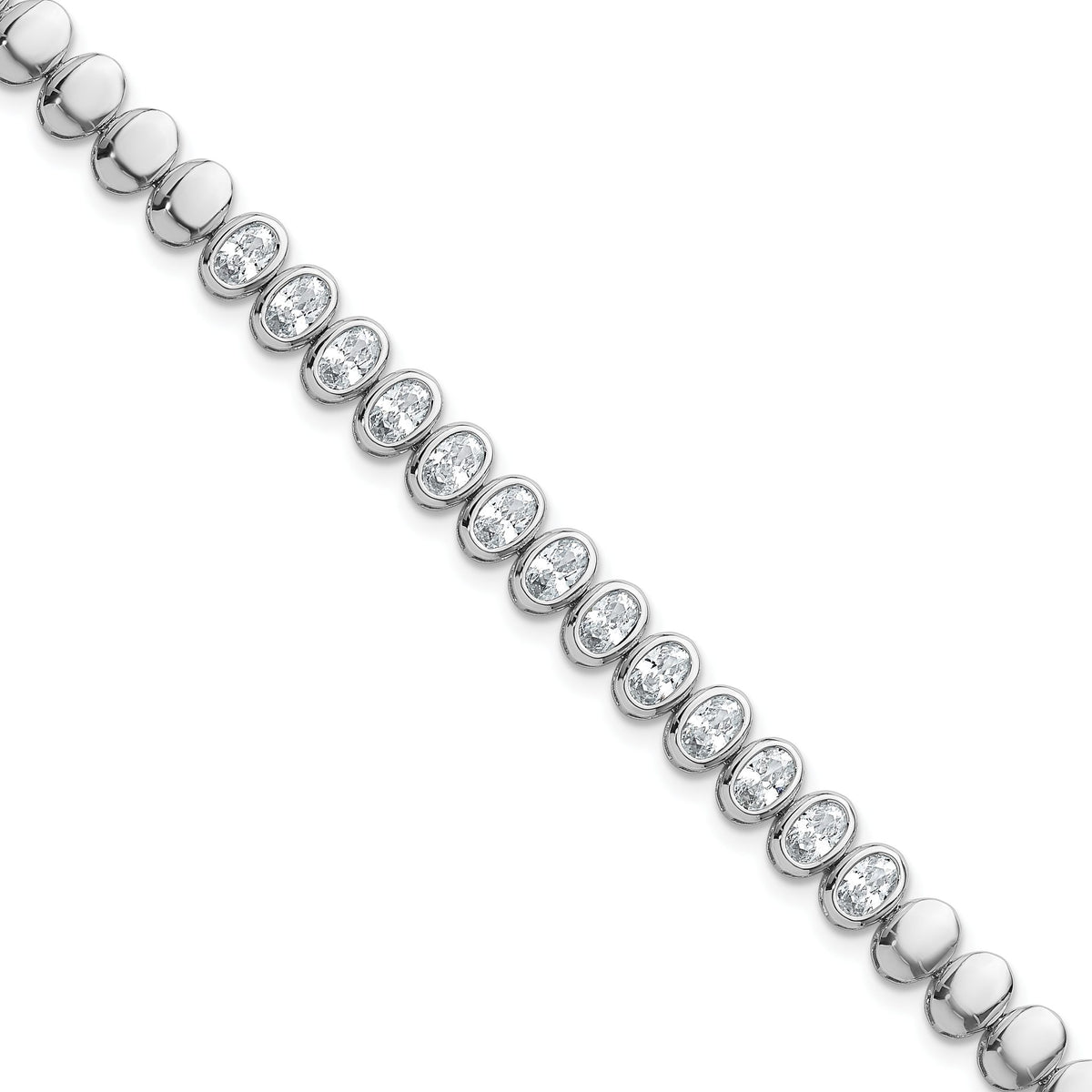 Oval Bezel Cubic Zirconia Bracelet in Sterling Silver, 6.5mm, 7.2 Inch - Sophia Jewelers Main image