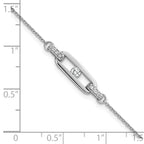 Sterling Silver Rhodium-plated Polished CZ Oval Link 7 inch with 0.5 inch Extender Bracelet