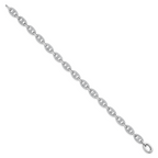 Sterling Silver Rhodium-plated Polished CZ Anchor/Mariner Link 7.25 inch Bracelet