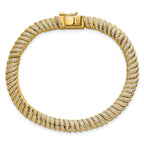 Sterling Silver Gold-Tone Polished Fancy CZ S-Link 7 Inch Bracelet