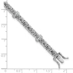 Sterling Silver Rhodium-plated Polished CZ and Byzantine Link 7.75 Inch Bracelet