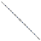 Sterling Silver Rhodium-plated Marquise Blue and White CZ Oval Link 7 inch Bracelet